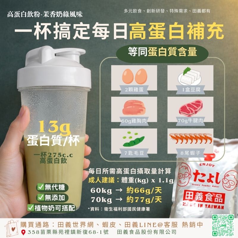 高蛋白飲粉-茉香奶綠風味